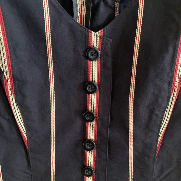 Stripe vest small 2 rickis brand new navy red cream shirt top - Picture 4 of 4